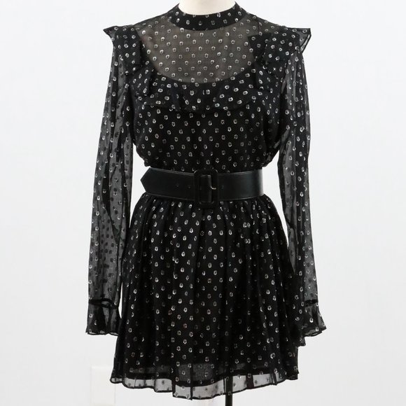 Robert Rodriguez 8 Silk Metallic Dot Mini Dress - Picture 2 of 11